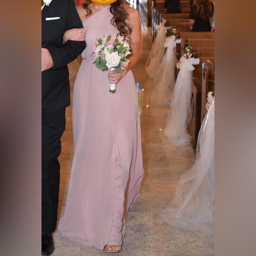 BIRDY GREY Kira Chiffon Pale Blush Bridesmaid Dress